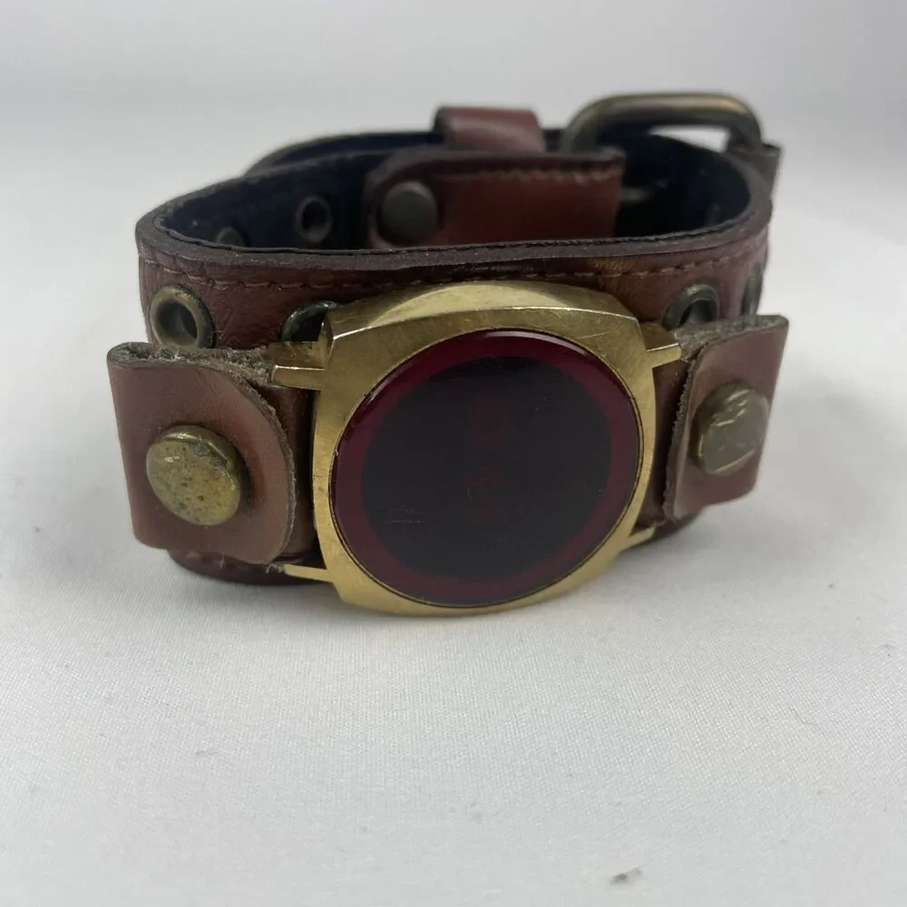 Texas Instruments Model 401 Men's LED Watch Leather Belt Strap ~ Parts / Repair